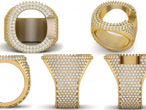 c letter diamond ring 3D Print Model