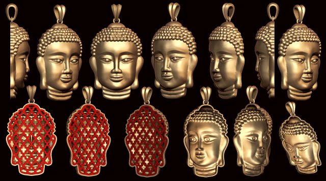 buddha hollow head pendant with backplate 3D Baskı Modeli .c4d .max .obj .3ds .fbx .stl .blend 