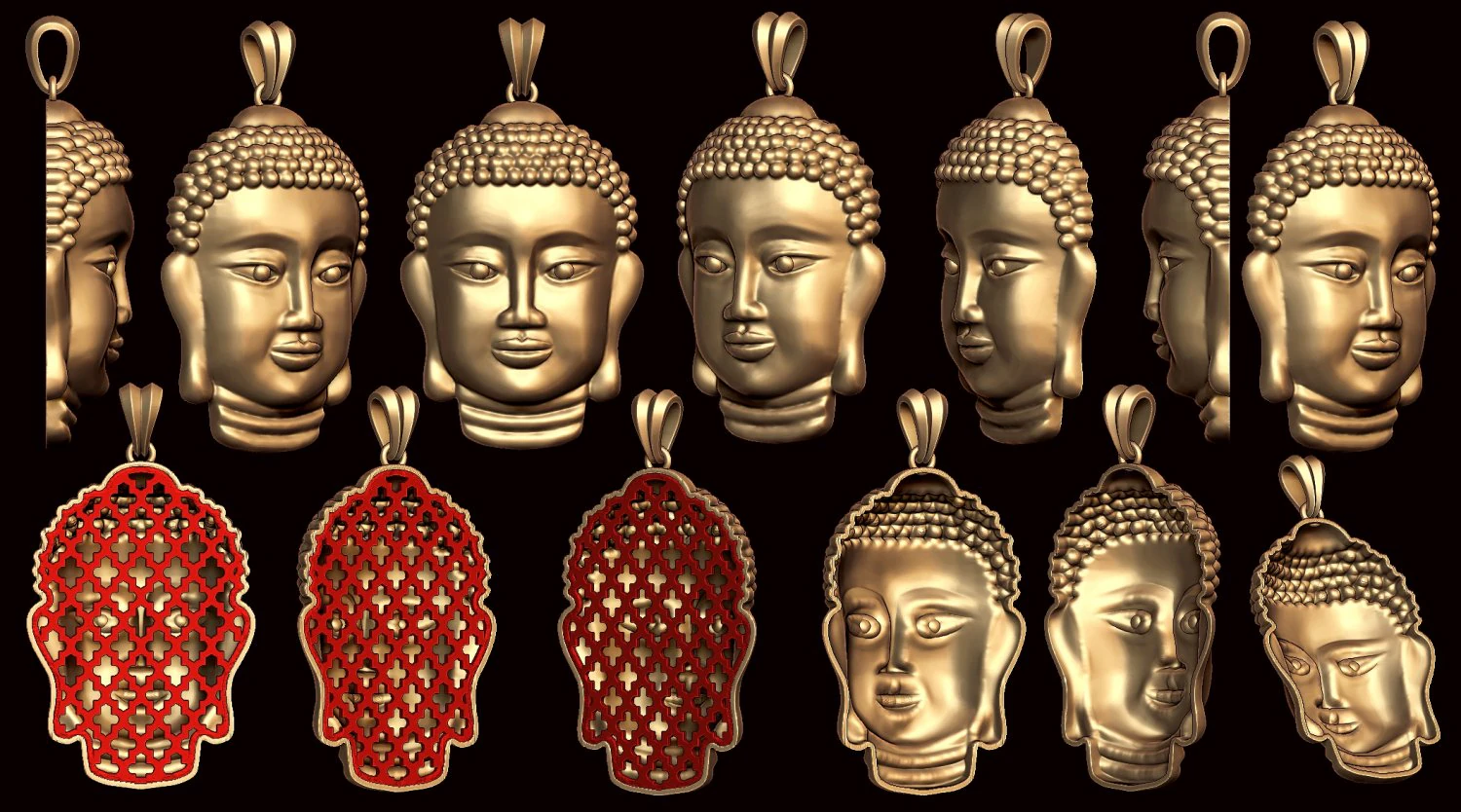 buddha hollow head pendant with backplate 3D Print Model .c4d .max .obj .3ds .fbx .stl .blend 