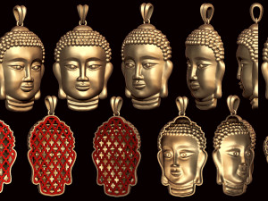 buddha hollow head pendant with backplate 3D Print Model