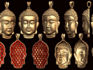 Buddha-Hohlkopf-Anh&auml;nger mit R&uuml;ckplatte 3D Druckmodell