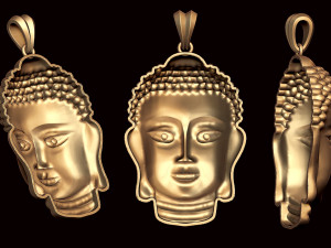 buddha hollow head pendant with backplate 3D Baskı Modeli