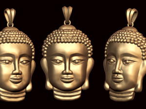 buddha hollow head pendant with backplate 3D Baskı Modeli