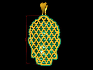 buddha hollow head pendant with backplate 3D Baskı Modeli