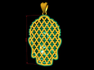 buddha hollow head pendant with backplate 3D Print Model