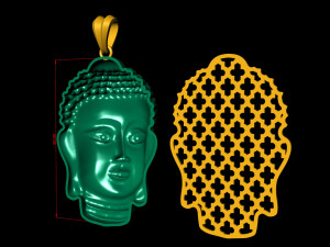 buddha hollow head pendant with backplate 3D Baskı Modeli