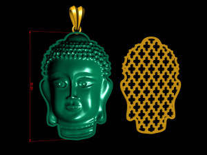 buddha hollow head pendant with backplate 3D Baskı Modeli