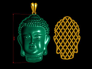 buddha hollow head pendant with backplate 3D Print Model
