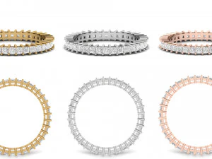 princess cut square diamond eternity band 3D Print Model