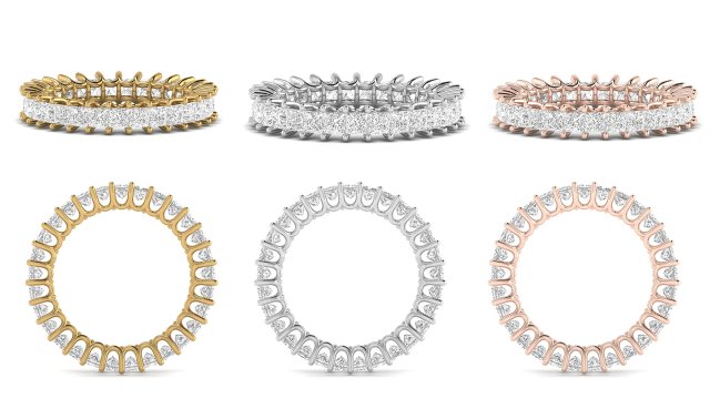 u prong square diamond eternity band 3D प्रिंट मॉडल .c4d .max .obj .3ds .fbx .stl .blend 