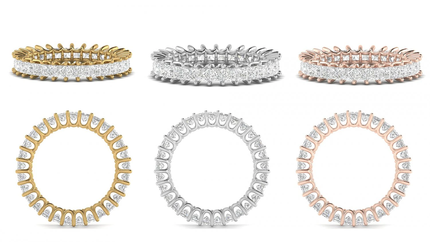 u prong square diamond eternity band 3D Print Model .c4d .max .obj .3ds .fbx .stl .blend 