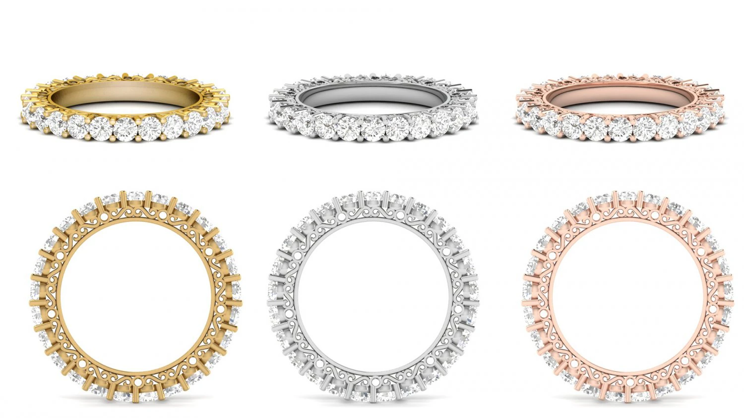 diamond filigree wedding ring 3D Print Model .c4d .max .obj .3ds .fbx .stl .blend 