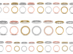 Diamond bands with different types of diamond setting 11 models 3D Принт Модель