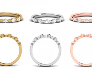 Diamond bands with different types of diamond setting 11 models 3D Print Model