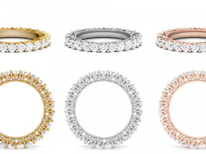 Diamond bands with different types of diamond setting 11 models 3D Print Model