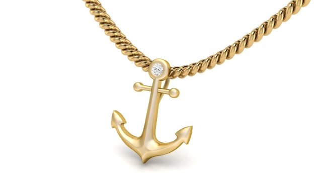 diamond anchor pendant 3D 打印模型 .c4d .max .obj .3ds .fbx .stl .blend 