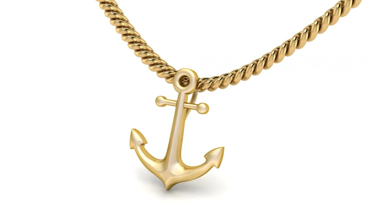 gold anchor pendant 3D Print Model .c4d .max .obj .3ds .fbx .stl .blend
