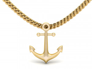 gold anchor pendant 3D-printmodel