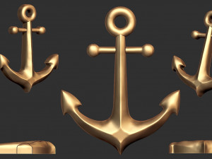 gold anchor pendant 3D-printmodel