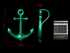 gold anchor pendant 3D-printmodel