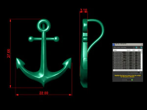gold anchor pendant 3D Print Model