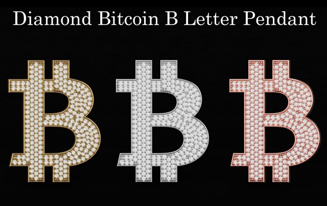diamond bitcoin b letter pendant 3D प्रिंट मॉडल .c4d .max .obj .3ds .fbx .stl .blend 