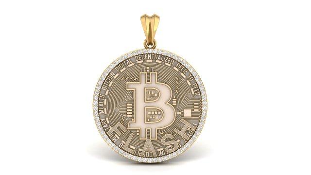 diamond bitcoin pendant Model do druku 3D .c4d .max .obj .3ds .fbx .stl .blend 