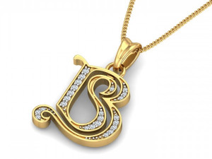 b s initial diamond pendant Model Cetak 3D