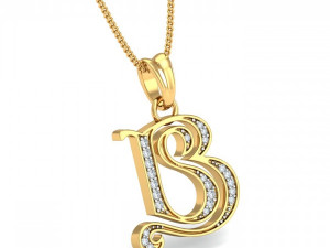 b s initial diamond pendant Model Cetak 3D