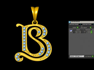 b s initial diamond pendant Model Cetak 3D