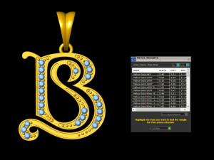 b s initial diamond pendant Model Cetak 3D