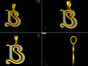 b s initial diamond pendant Model Cetak 3D