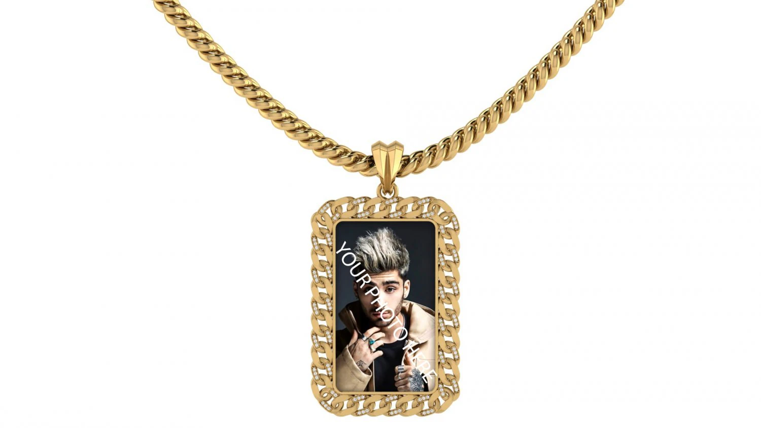 cuban chain photo picture pendant 3D Print Model .c4d .max .obj .3ds .fbx .stl .blend 