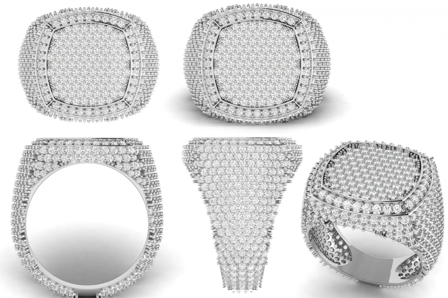 cushion shape champions diamond ring 3D Print Model .c4d .max .obj .3ds .fbx .stl .blend 
