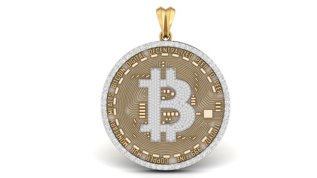 diamond bitcoin pendant 3D Print Model .c4d .max .obj .3ds .fbx .stl .blend 