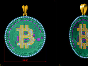 diamond bitcoin pendant 3D Print Model