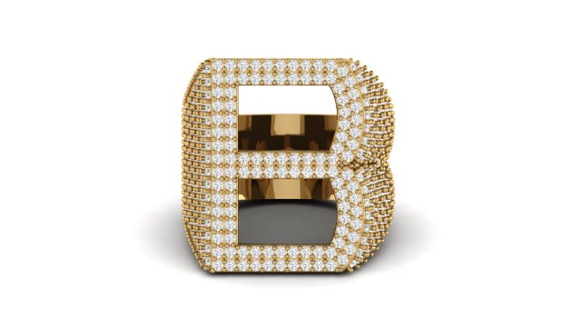 b letter diamond ring 3D प्रिंट मॉडल .c4d .max .obj .3ds .fbx .stl .blend 