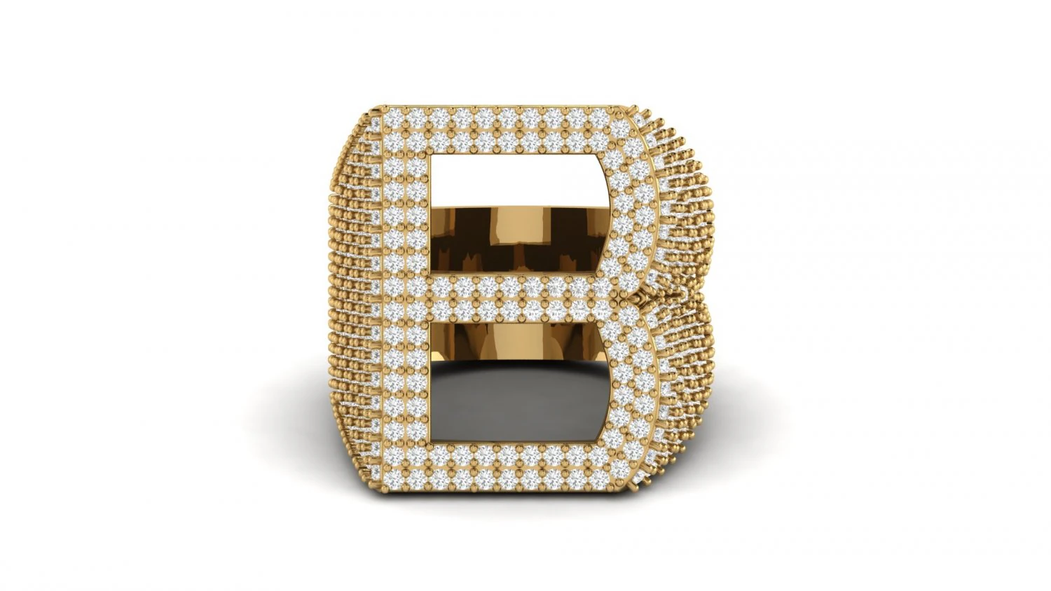 b letter diamond ring 3D Print Model .c4d .max .obj .3ds .fbx .stl .blend 