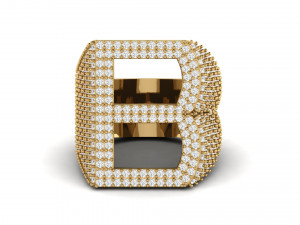 b letter diamond ring 3D Print Model