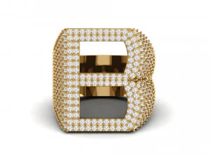 b letter diamond ring 3D Print Model
