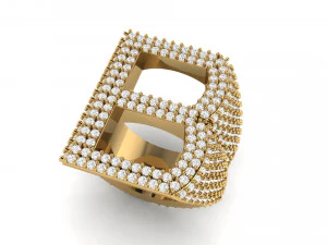 b letter diamond ring 3D Print Model