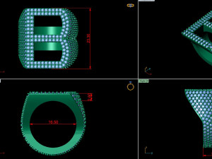 b letter diamond ring 3D प्रिंट मॉडल