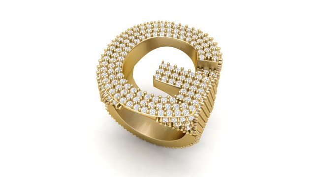 g letter diamond ring Modello di stampa 3D .c4d .max .obj .3ds .fbx .stl .blend 