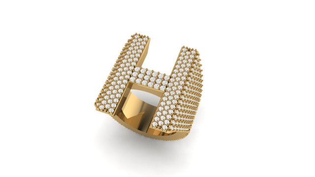 h letter diamond ring Modèles 3D en vedette .c4d .max .obj .3ds .fbx .stl .blend