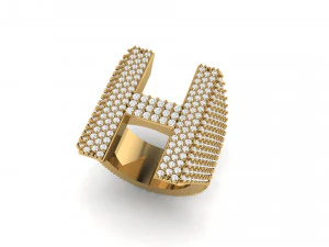 h letter diamond ring 3D Print Model