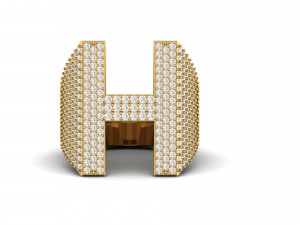h letter diamond ring Modèles 3D en vedette