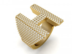 h letter diamond ring Modèles 3D en vedette