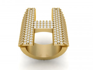h letter diamond ring Modèles 3D en vedette