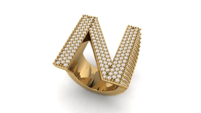 n letter diamond ring 3D 打印模型 .c4d .max .obj .3ds .fbx .stl .blend 