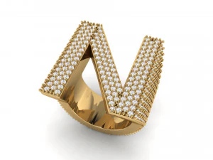 n 글자 다이아몬드 반지 3D 프린트 모델
